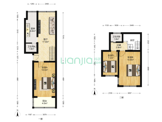 八宝庄 3室1厅2卫 80平方