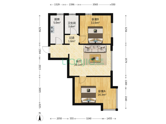 融侨观邸 2室1厅1卫 86平方