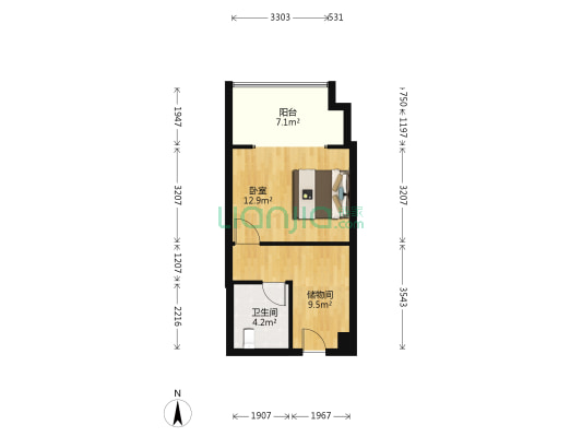德思勤城市广场 1室0厅1卫 49平方