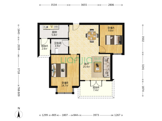 丰泽湾 2室1厅1卫 85平方
