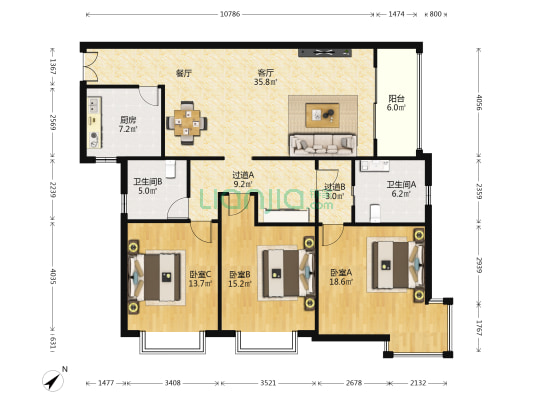 南林公寓 3室1厅2卫 151平方