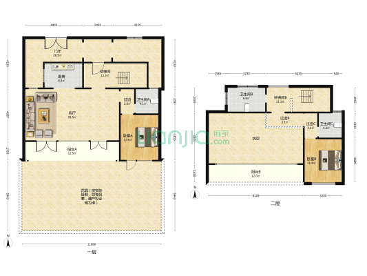 和泓桃李春风 2室1厅3卫 137平方