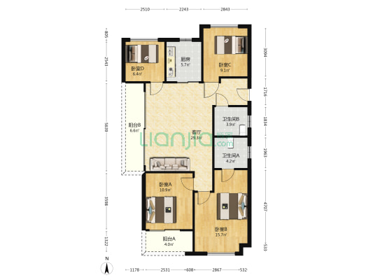保利龙湾壹号 4室1厅2卫 118平方