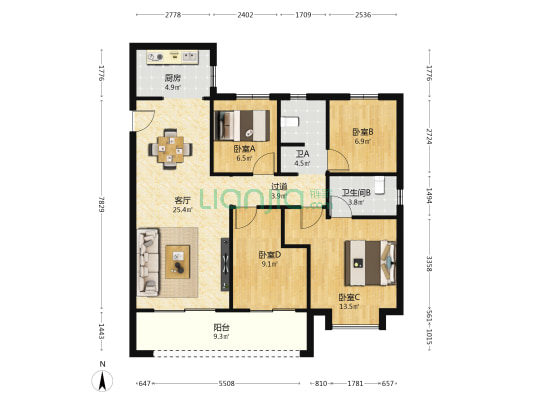 金辉优步学府 4室1厅2卫 118平方