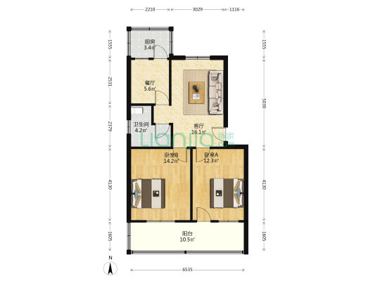 交通路东段关红窝营住楼 2室2厅1卫 72平方