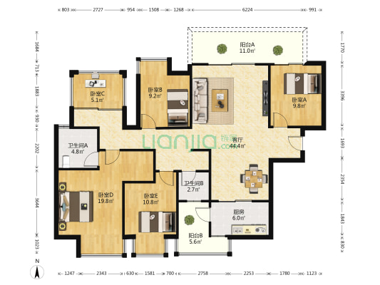 锦绣御园 5室1厅2卫 141平方