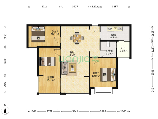 永成天御湾 3室1厅1卫 89平方