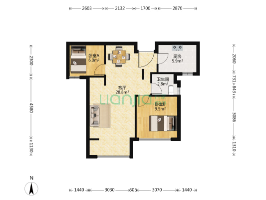 燎原华庭 2室1厅1卫 75平方