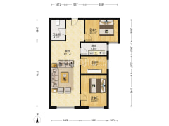 带车位带地下室 全南三居室带装修-涿州鸿坤理想湾北区户型图