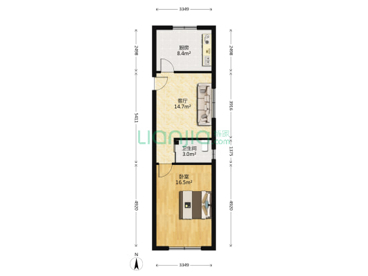 西城路 1室1厅1卫 60平方