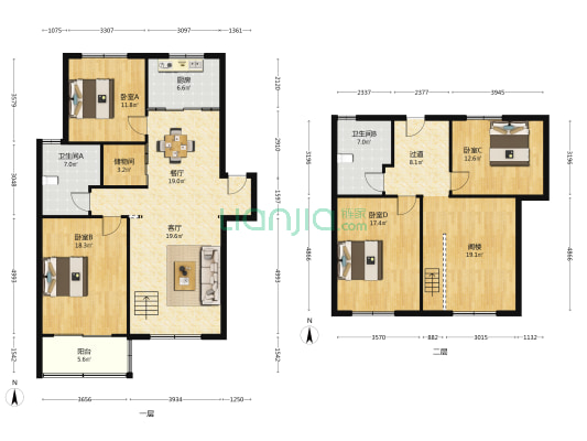 金磨综合市场住宅区 4室2厅2卫 156平方
