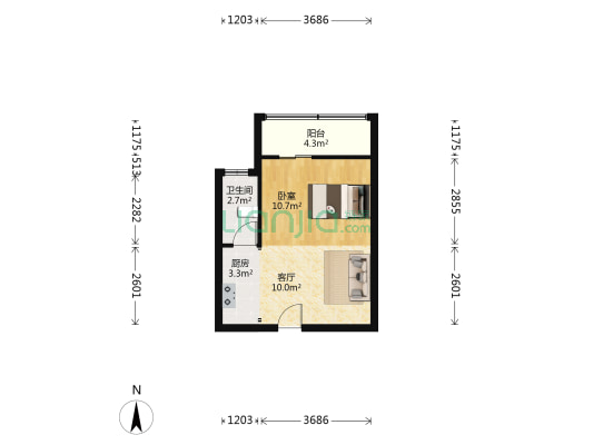 诚丰名园 1室1厅1卫 39平方