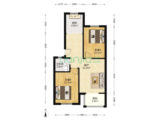 巨龙小区 2室1厅1卫 69平方