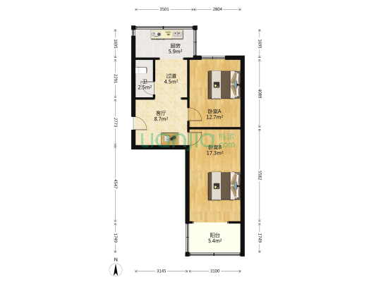 电业局宿舍(维明北大街) 2室1厅1卫 62平方