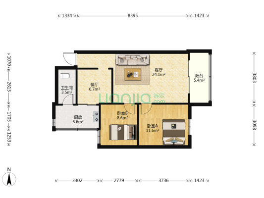 新华巷51号 2室2厅1卫 80平方