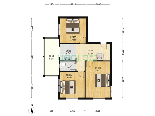 维明北大街104号 3室1厅1卫 70平方