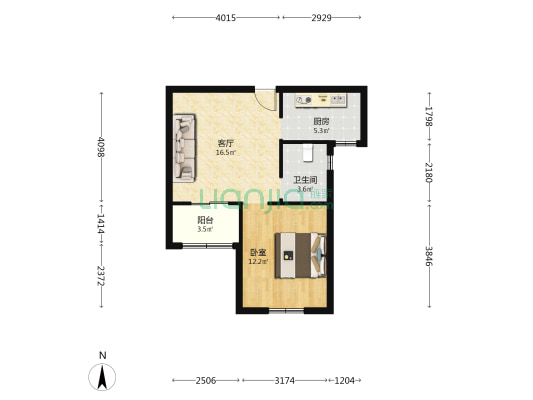 佘北家园咏泽苑 1室1厅1卫 58平方
