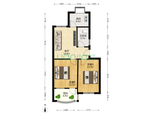 清河春晓 2室1厅1卫 63平方