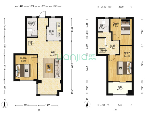 华润紫云府二期 3室1厅2卫 91平方