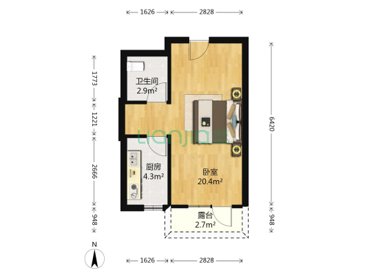 益格风情湾1期 1室0厅1卫 38平方
