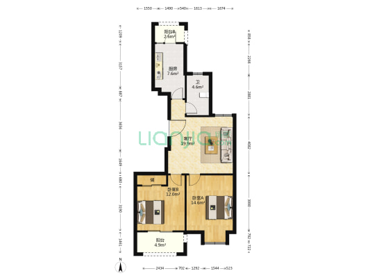 文庭景苑二期 2室1厅1卫 95平方