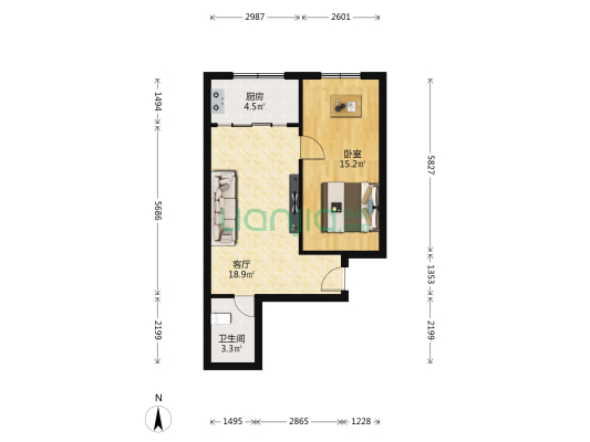 宝丰花园 1室1厅1卫 56平方