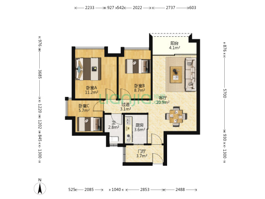 时代倾城4期南区（南海） 3室1厅1卫 83平方