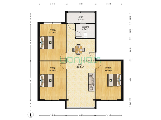 桑园街29号 3室1厅1卫 118平方