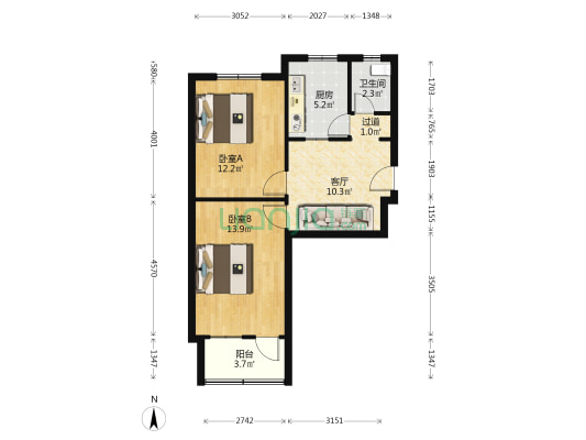 惠济桥西街 2室1厅1卫 63平方