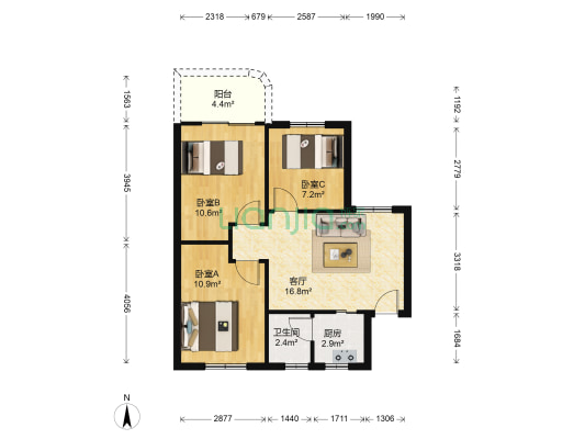 穗茵园 3室1厅1卫 68平方