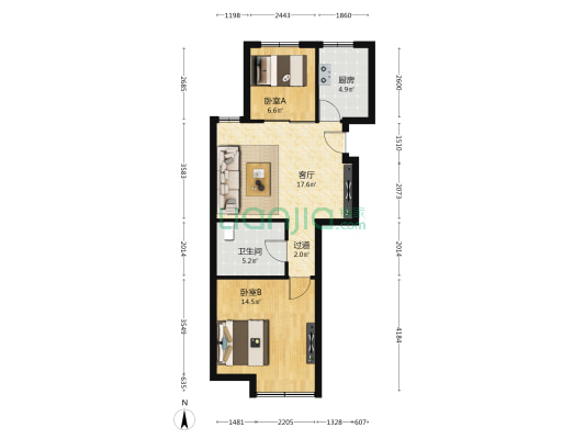 泰奕青园 2室1厅1卫 79平方