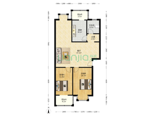 馨春苑 2室1厅1卫 103平方