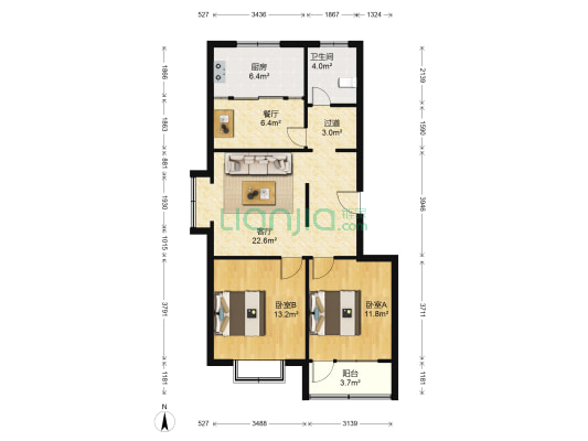 友谊小区 2室2厅1卫 89平方