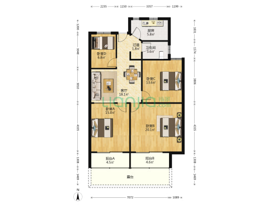 事久馨苑 4室1厅1卫 116平方