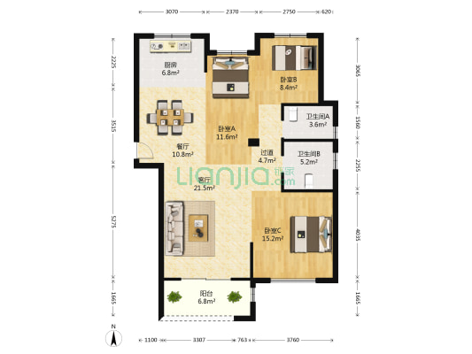 紫金凯旋城 3室2厅2卫 114平方