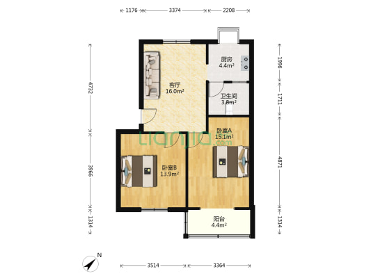 铁机教师楼 2室1厅1卫 68平方