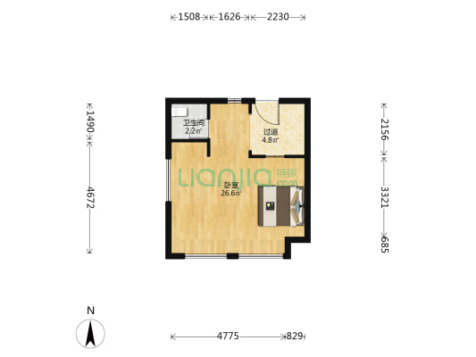 越秀天悦海湾 1室0厅1卫 57平方