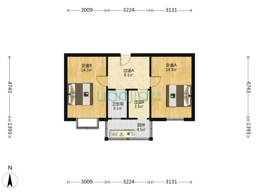 伏牛路128号 2室0厅1卫 58平方