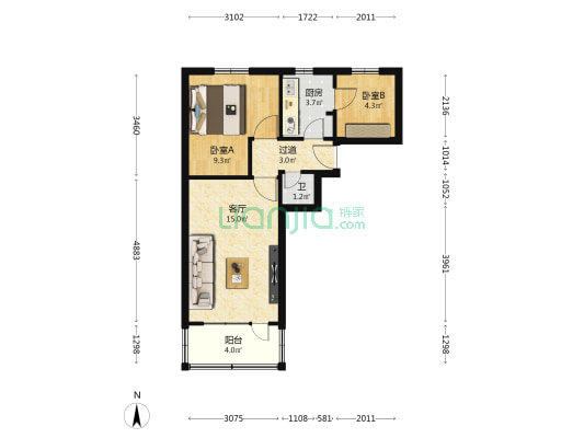 甘肃省高级人民法院家属院（延寿巷） 2室1厅1卫 44平方