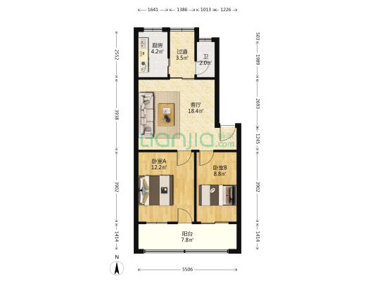 红墙巷 2室1厅1卫 64平方