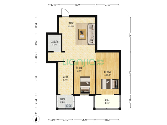 佳福苑小区 2室1厅1卫 83平方