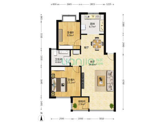 新源小区(广阳) 2室1厅1卫 87平方