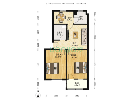 毛纺小区外贸家属院 2室2厅1卫 73平方