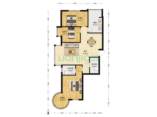 铜锣湾花园 3室1厅2卫 140平方