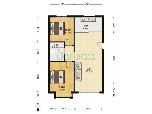 翰林雅居 2室1厅1卫 101平方
