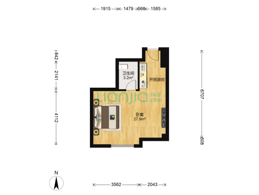 和泰运恒国际 1室0厅1卫 50平方