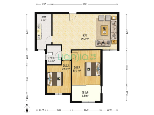 德水香林 2室1厅1卫 90平方
