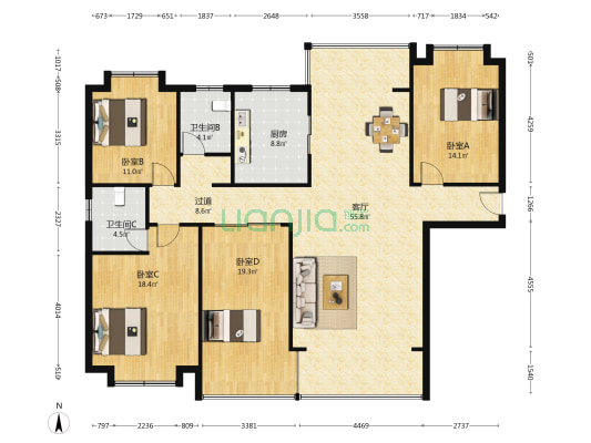 兴旺壹品 4室1厅2卫 176平方