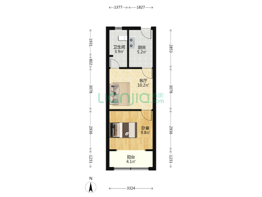 蒋家桥路13号 1室1厅1卫 41平方