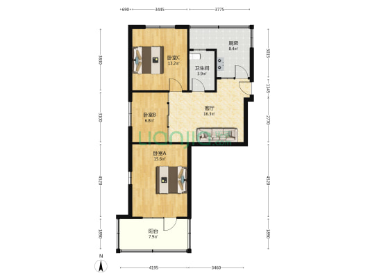 粮食局工程公司西区 3室1厅1卫 83平方